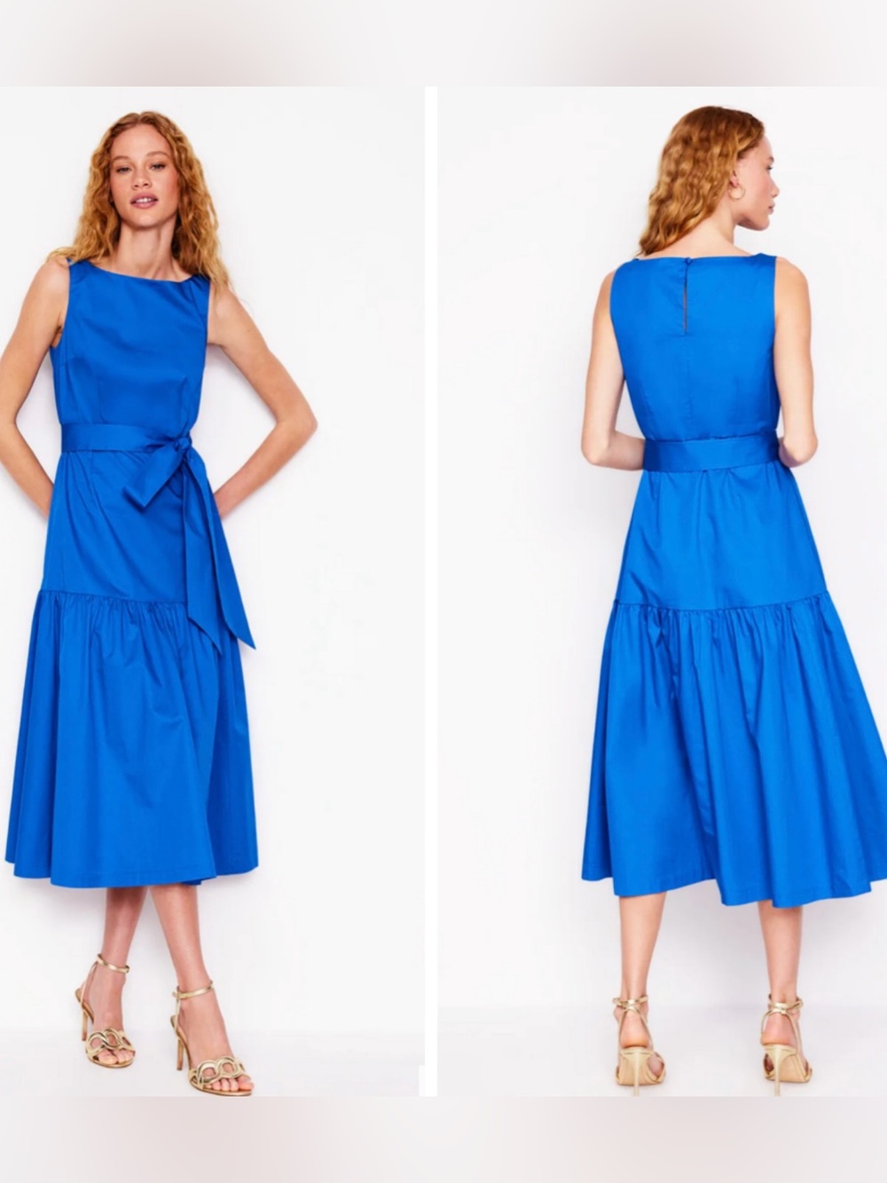 Boden Deep Tier Fit & Flare Dress in Kingfisher Blue Size US 4P